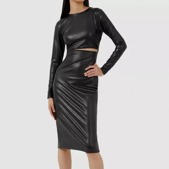 french connection faux leather dress Dessa Faux Leather Mini Dress Black